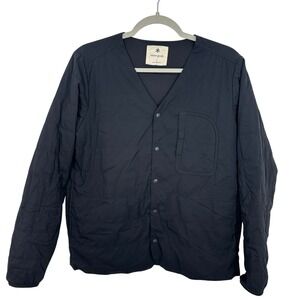 Snow Peak Quilted V Neck Button Up Jacket Black Men Size S Japanese Fabric